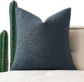 MIULEE Textured Boucle Throw Pillow Cover Dark Blue Accent Solid Eruo Sham Pillow Case Decorative Soft Pack of 1 Couch Cushion Chair Sofa Bedroom Livingroom Home Decor,24x24 Inch