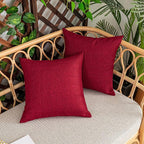 Kevin Textile Pack of 2 Decorative Outdoor Waterproof Pillow Covers Garden Checkered Cushion Sham Throw Pillowcase Shell for Patio Tent Couch 20x20 Inch Red
