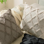 Set of 2 Soft Moroccan Throw Pillow Covers 22x22 Inch Plush Boho Decorative Pillow Cover Accent Cushion Case for Couch Sofa Bed, Black