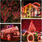 KNONEW 403FT 1000 LED Christmas String Lights Outdoor Green Wire Fairy Light 8 Modes & Timer Plug in Waterproof LED String Lights for Xmas Yard Tree Wedding Party Holiday Decorations(Red)