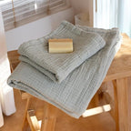 Ultra Soft Muslin Towel Adult Set, 100% Turkish Cotton 4-Layer 2 Pieces Luxury Muslin Hand & Bath Towels Sets for Bathroom (Sage Green, 1 Bath & 1 Hand Towel Set)