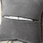 HAUSSY Dark Grey Throw Pillow Covers 22x22 Inch Set of 2, Soft Corduroy Solid Striped,Square Decorative Cushion Case,Winter Home Decorations for Couch,Bed