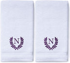 Decorative and Monogrammed Hand Towels for Bathroom Kitchen Makeup | Personalized Gift for Wedding-Bridal | Roman Font Custom Luxury Turkish Towel | Spa Collection, Oversized, 16 X 30 Inch, Set of 2