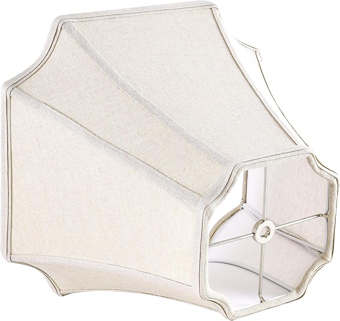 GOSO 1 Pc Square Cut Corner Medium Lampshade 13.2", Beige Fabric Lamp Shade for Table and Floor Lamps, 6.5x13.2x10.6" Spider Octagonal Lamp Shades Replacement for Bedroom DIY Bell, Easy Assembly