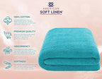 American Soft Linen Oversized Bath Sheet 40x80 Extra Large for Bathroom, 600 GSM 100% Cotton Turkish Jumbo Bathsheet Towels for Adults, Aqua Blue Bath Sheet