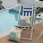Blue Army Green Outdoor Pillow Covers Set of 2 16X16 Inch Teal Floral Elegant Polyester Flower Pillow Case Outdoor Waterproof Decor for Patio Funiture Garden Linen Cushion Covers 01C16