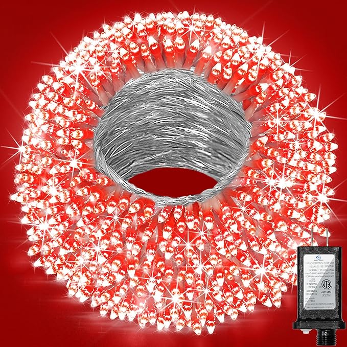 470ft Outdoor Christmas Lights, 1500 LED Super Long String Lights 12 Modes & Timer Memory, Dimmable Outsite Waterproof Light Strings for Xmas Tree Garden Wedding Party Holiday Decorations Red