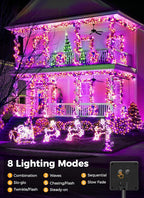 Brightown 2-Pack 400LED 170FT Total Halloween Solar Outdoor Lights IP65 Waterproof Solar Powered Lights with 8 Lighting Modes for Party Garden Yard Home Holiday Tree Decoration Lighting,Orange&Purple