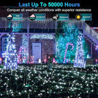 750 LED Christmas Lights - Outdoor Use, 246ft with 8 Modes, IP44 Waterproof for Xmas Patio, Yard, Fence, Deck, Balcony, Garden Decor - Cool White