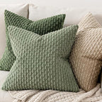 MIULEE Pack of 2 Decorative Throw Pillow Covers 26x26 Inch Soft Boho Striped Textured Corduroy Pillow Covers Modern Farmhouse Home Decor for Couch Bed Sofa Living Room Sage Green