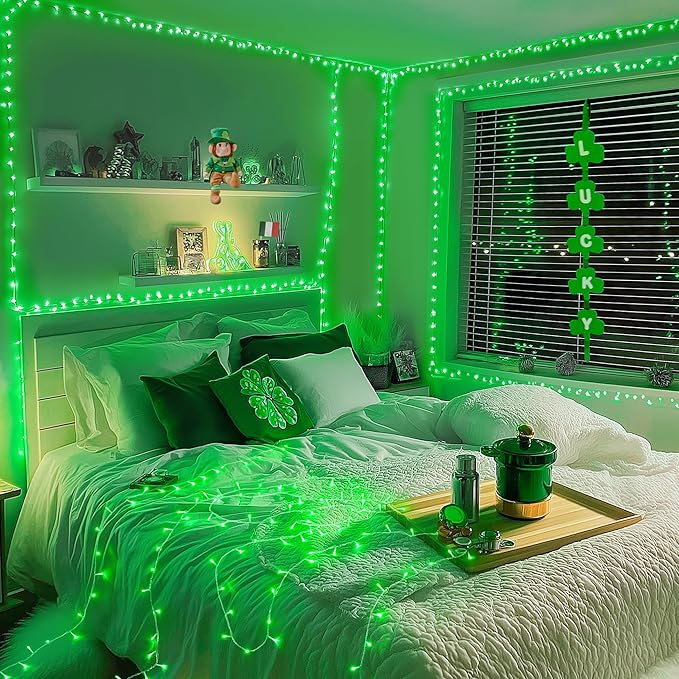 JMEXSUSS Green Lights for Halloween Decor, 66ft 200 LED Green String Christmas Lights Outdoor Indoor, Clear Wire Christmas Light Plug in for Garden Party Christmas Tree Halloween Decorations
