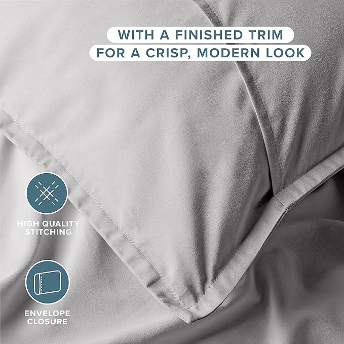 Bare Home King Pillow Sham Covers - Set of 2 - Premium 1800 Ultra-Soft Microfiber - Double Brushed - Stain & Fade Resistant - Bed Pillow Shams - Pillows Not Included (Set of 2, Light Grey)