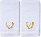 Decorative and Monogrammed Hand Towels for Bathroom Kitchen Makeup | Personalized Gift for Wedding-Bridal | Roman Font Custom Luxury Turkish Towel | Spa Collection, Oversized, 16 X 30 Inch, Set of 2