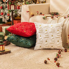 AQOTHES Christmas Tree Decorative White Throw Pillow Covers 12x20 Set of 2, Faux Fur Farmhouse Throw Pillows Cushion Cases for Xmas Winter Holiday Home Decor