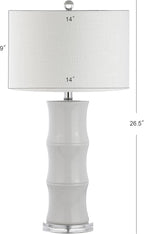 JONATHAN Y JYL3015C Tiki 26.5" Ceramic LED Table Lamp Contemporary Traditional Bedside Desk Nightstand Lamp for Bedroom Living Room Office College Bookcase LED Bulb Included, White