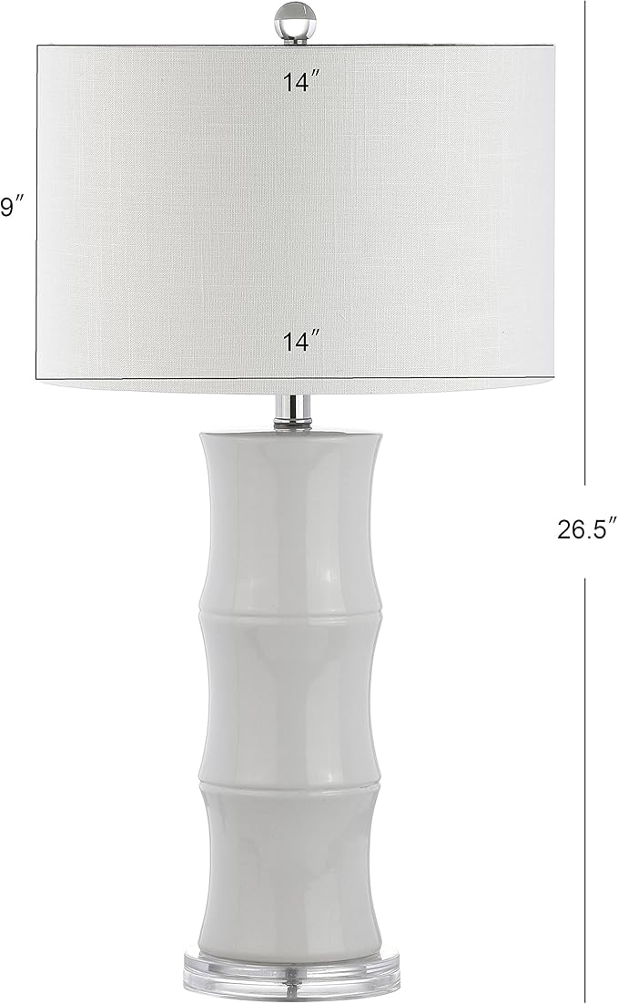 JONATHAN Y JYL3015C Tiki 26.5" Ceramic LED Table Lamp Contemporary Traditional Bedside Desk Nightstand Lamp for Bedroom Living Room Office College Bookcase LED Bulb Included, White