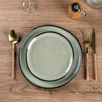 AmorArc Ceramic Dinnerware Sets,Handmade Reactive Glaze Stoneware Plates and Bowls Set,Highly Chip and Crack Resistant | Dishwasher & Microwave Safe Dishes Set,Service for 4 (12pc)