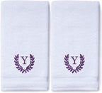 Decorative and Monogrammed Hand Towels for Bathroom Kitchen Makeup | Personalized Gift for Wedding-Bridal | Roman Font Custom Luxury Turkish Towel | Spa Collection, Oversized, 16 X 30 Inch, Set of 2