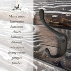 Rustic Cast Iron Coat Hooks (5 Pack) - Wall Mounted Farmhouse Decorative Vintage Hooks for Hanging Coats, Bags, Hats, Towels (Black, Large Spoon)