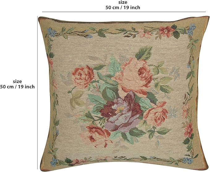 Charlotte Home Furnishings Floral Decorative Throw Pillow Cover 19x19 in, Amboise Floral French Country Couch Pillow Case, Home Decor Cozy Tapestry Cushion Cover, European Cotton Jacquard Woven