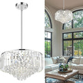 15'' Crystal Chandelier, 5-Tier Modern Chandelier with Polished Chrome Finish, Pendant Light for Dinning Room Kitchen Island Bedroom Entryway, CC4215-5W-PC