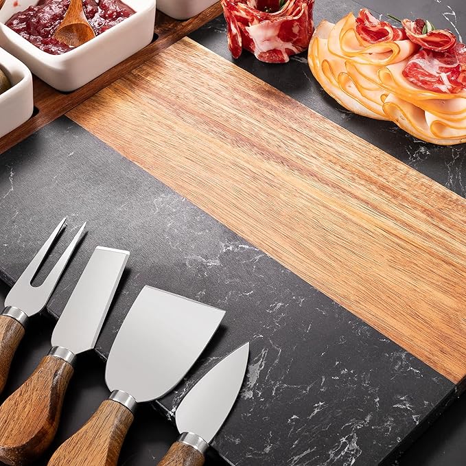 Personalized Charcuterie Boards - Custom Engraved Wooden Marble Charcuterie Cheese Board with Name - House Warming Gifts New Home, Bridal Shower, Wedding, Birthday Gifts