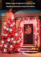Moonflor C9 LED Christmas Lights Outdoor, 51.3ft Feet 50 LED Strawberry String Lights with 50 Spring Clamps, Waterproof Commercial Grade Extendable for Indoor Outdoor,Red and Pure White