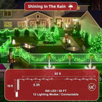 300 LED Outdoor Christmas Lights 75ft, 12 Lighting Modes Indoor String Lights Dimmable & Timer Memory, Outsite Waterproof Tree Lights for Xmas Room Garden Wedding Party Holiday Decorations Green