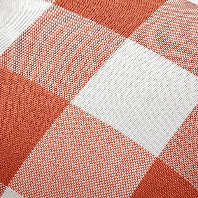 MIULEE Fall Throw Pillow Covers Pack of 2 Decorative Classic Farmhouse Buffalo Check Plaids Polyester Linen Soft Cushion Case for Couch Sofa Bedroom Outdoor 18 x 18 Inch, Burnt Orange