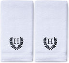 Decorative and Monogrammed Hand Towels for Bathroom Kitchen Makeup | Personalized Gift for Wedding-Bridal | Roman Font Custom Luxury Turkish Towel | Spa Collection, Oversized, 16 X 30 Inch, Set of 2