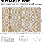 Bedding Craft Jute Cotton Stripe Area Rug for Living Room 24x36 Inch - Natural Ivory - Machine Washable 2x3 Feet Rugs - 70% Jute and 30% Cotton