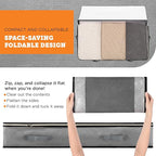 storageLAB Under Bed Storage Containers - Foldable Closet Organizer with Clear Top, Sturdy Handles - 7L Capacity Storage Box for Clothing, Comforter, Blanket, and Shoe - 2 Pack, Soft-Sided, Gray