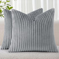 Simmore Decorative Fall Throw Pillow Covers 24x24 Set of 2, Soft Natural Plush Flannel Double-Sided Fluffy Couch Pillow Covers for Sofa Living Room, Grey
