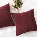 Home Brilliant Pillow Covers 18x18 Decorative Throw Pillows for Couch Dark Red Soft Plush Corduroy Striped Throw Pillow Covers Set of 2 for Sofa Couch Bed Christmas, 18 x 18 Inch, Burgundy