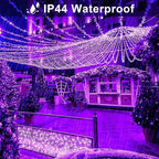 JMEXSUSS 91.5ft 250 LED Purple String Lights Indoor, Connectable 8 Modes Purple Christmas Lights Outdoor Waterproof, Plug-in Clear Wire Fairy String Light for Christmas Bedroom Party Tree Decorations