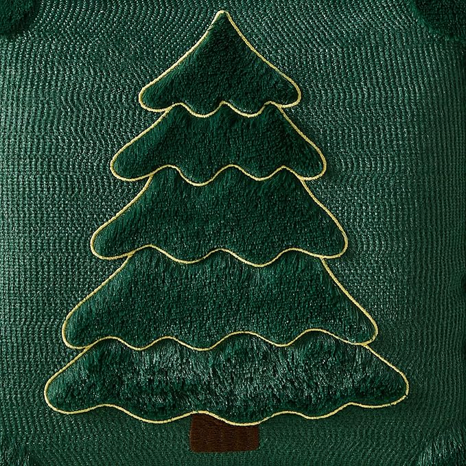DFXSZ Christmas Pillow Covers 18x18 Yellow Line Green Christmas Tree Decoration Soft Plush Faux Fur Jacquard Throw Pillows for Bedroom Sofa Holiday Festivals Winter Home Decor PTK062A18