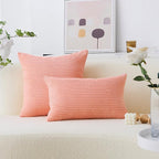 Home Brilliant Pink Lumbar Pillow 12x20 Pillow Covers Striped Corduroy Throw Pillows for Sofa Chair Office Living Room Bedroom, 12 x 20 inch, Coral