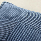 MIULEE Decorative Throw Pillow Covers for Couch Bed Livingroom 18x18 Inch Set of 2 Blue Boho Accent Throw Pllows Broadside Striped Patchwork Soft Corduroy Summer Coastal Pillowcases