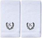 Decorative and Monogrammed Hand Towels for Bathroom Kitchen Makeup | Personalized Gift for Wedding-Bridal | Roman Font Custom Luxury Turkish Towel | Spa Collection, Oversized, 16 X 30 Inch, Set of 2