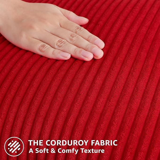 Mecatny Christmas Decorative Corduroy Throw Pillow Covers 16x16 Set of 2 for Sofa Living Room, Soft Neutral Boho Couch Pillow Covers for Home Decor, Christmas Red