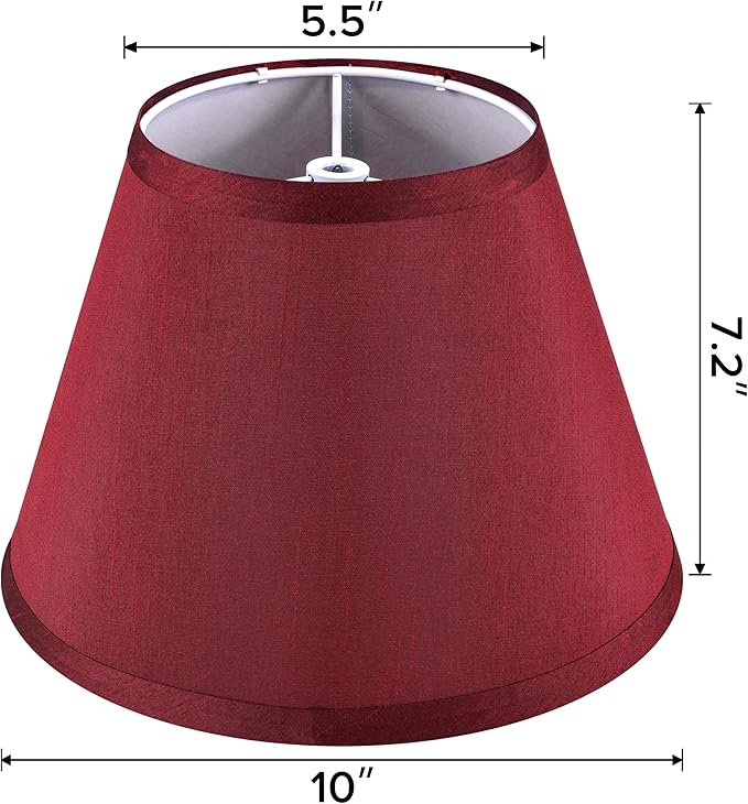 2 Pack Small Barrel Burgundy Lamp Shade, Fabric Lampshade for Table and Floor Lamp, 5.5'' Top x 10'' Bottom x 7.2'' Height, Spider Fitting, Handcrafted By GO&SO