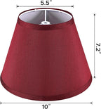 2 Pack Small Barrel Burgundy Lamp Shade, Fabric Lampshade for Table and Floor Lamp, 5.5'' Top x 10'' Bottom x 7.2'' Height, Spider Fitting, Handcrafted By GO&SO