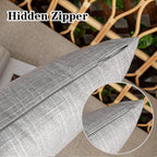 Kevin Textile Pack of 2 Outdoor Waterproof Pillow Covers Throw Pillow Covers Decorative Pillowcases Checkered Weaving Linen Pillow Cases for Sofa Couch Patio Garden 24x24 Inch Grey