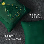 DFXSZ Christmas Pillow Covers 18x18 Yellow Star Green Christmas Tree Decoration Soft Plush Faux Fur Jacquard Throw Pillows for Bedroom Sofa Holiday Festivals Winter Home Decor PTK063A18