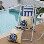 Outdoor Pillow Covers 20x20 Inch Set of 2 Navy Blue Yellow Outdoor Waterproof Decorative Throw Pillows Summer Spring Decor for Home Patio Funiture Garden Living Room Polyester Cushion Covers 01G20
