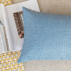 Kevin Textile Pack of 2 Outdoor Waterproof Throw Pillow Covers Decorative Square Outdoor Checkered Pillows Cushion Case Patio Pillows for Couch 12x20 inches 30x50 cm Light Blue