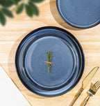 TheTerra Ceramic Dinnerware Sets for 4, 12 Pieces Porcelain Lightweight Plates and Bowls Sets, Scratch Resistant Dish Set, Oven & Microwave & Dishwasher Safe, Starry Blue