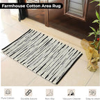 Bedding Craft Handmade Woven Tonal Chindi Rugs 24x36-Inch Rectangle, Reversible Farmhouse Braided Cotton Rug - Grey Multi