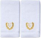 Decorative and Monogrammed Hand Towels for Bathroom Kitchen Makeup | Personalized Gift for Wedding-Bridal | Roman Font Custom Luxury Turkish Towel | Spa Collection, Oversized, 16 X 30 Inch, Set of 2