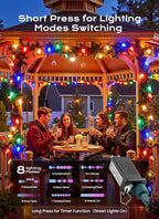 C9 Christmas Lights Outdoor, 100 FT 150 LED Connectable C9 String Lights with 8 Modes and Timer Extendable Xmas Tree Patio Roofline Garden Yard Holiday Party Indoor Outdoor Decoration, Multicolor